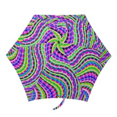 Neon Trippy Swirls Twirls Design Mini Folding Umbrellas by Salmanaz77