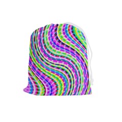 Neon Trippy Swirls Twirls Design Drawstring Pouch (large) by Salmanaz77