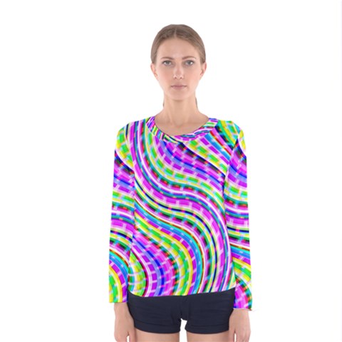 Neon Trippy Swirls Twirls Design Women s Long Sleeve T-shirt by Salmanaz77