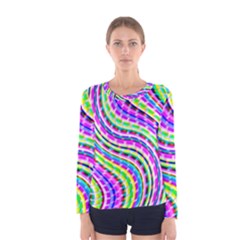 Neon Trippy Swirls Twirls Design Women s Long Sleeve T-shirt