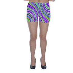 Neon Trippy Swirls Twirls Design Skinny Shorts by Salmanaz77