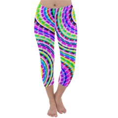 Neon Trippy Swirls Twirls Design Capri Winter Leggings  by Salmanaz77