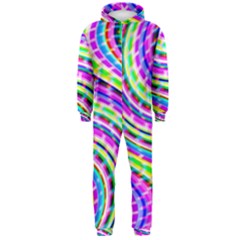 Neon Trippy Swirls Twirls Design Hooded Jumpsuit (men)