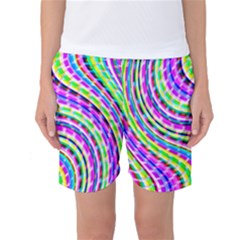 Neon Trippy Swirls Twirls Design Women s Basketball Shorts by Salmanaz77