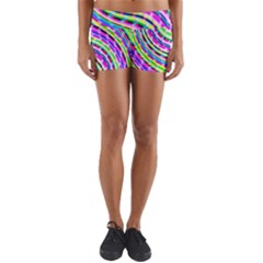 Neon Trippy Swirls Twirls Design Yoga Shorts by Salmanaz77