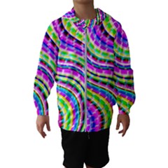 Neon Trippy Swirls Twirls Design Kids  Hooded Windbreaker