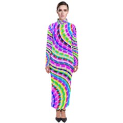 Neon Trippy Swirls Twirls Design Turtleneck Maxi Dress by Salmanaz77