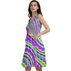 Neon Trippy Swirls Twirls Design Sleeveless V-neck Skater Dress With Pockets by Salmanaz77