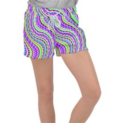 Neon Trippy Swirls Twirls Design Women s Velour Lounge Shorts by Salmanaz77