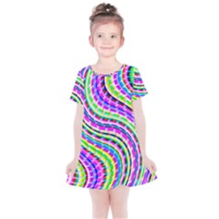 Neon Trippy Swirls Twirls Design Kids  Simple Cotton Dress by Salmanaz77