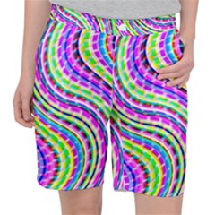 Neon Trippy Swirls Twirls Design Women s Pocket Shorts by Salmanaz77