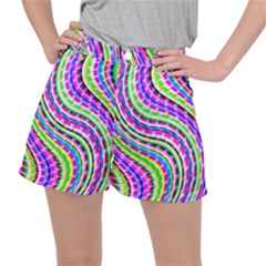 Neon Trippy Swirls Twirls Design Women s Ripstop Shorts by Salmanaz77