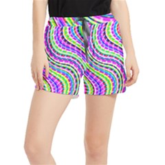 Neon Trippy Swirls Twirls Design Women s Runner Shorts by Salmanaz77