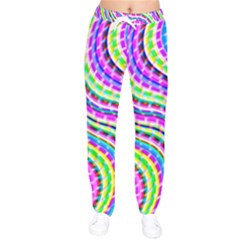 Neon Trippy Swirls Twirls Design Women Velvet Drawstring Pants