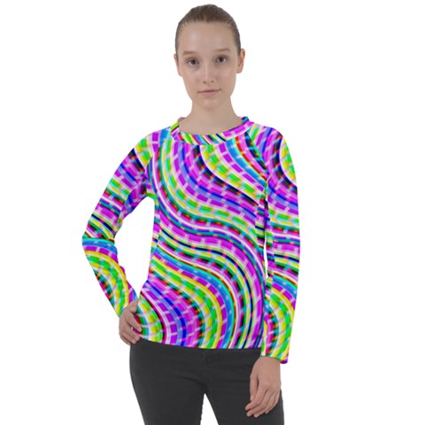 Neon Trippy Swirls Twirls Design Women s Long Sleeve Raglan T-shirt by Salmanaz77