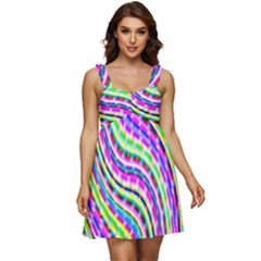 Neon Trippy Swirls Twirls Design Ruffle Strap Babydoll Chiffon Dress by Salmanaz77