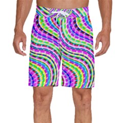 Neon Trippy Swirls Twirls Design Men s Beach Shorts by Salmanaz77