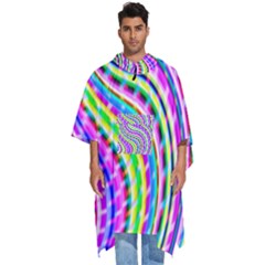 Neon Trippy Swirls Twirls Design Men s Hooded Rain Ponchos by Salmanaz77