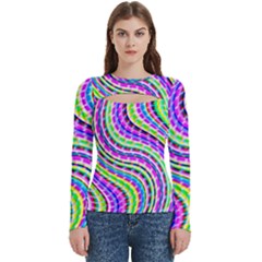 Neon Trippy Swirls Twirls Design Women s Cut Out Long Sleeve T-shirt by Salmanaz77