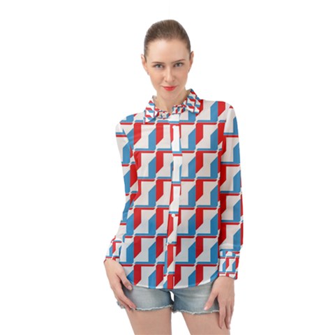 Fabric Geometric Pattern Background Long Sleeve Chiffon Shirt by Salmanaz77