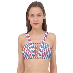 Fabric Geometric Pattern Background Cage Up Bikini Top by Salmanaz77