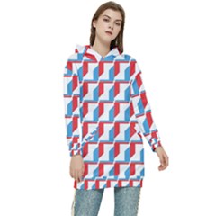 Fabric Geometric Pattern Background Women s Long Oversized Pullover Hoodie