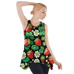 Strawberries Pattern Side Drop Tank Tunic by Salmanaz77