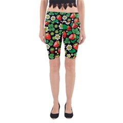 Strawberries Pattern Yoga Cropped Leggings by Salmanaz77