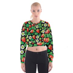 Strawberries Pattern Cropped Sweatshirt