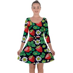 Strawberries Pattern Quarter Sleeve Skater Dress by Salmanaz77