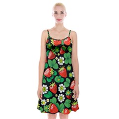 Strawberries Pattern Spaghetti Strap Velvet Dress