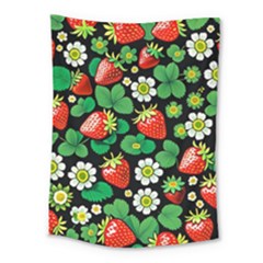 Strawberries Pattern Medium Tapestry