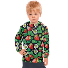 Strawberries Pattern Kids  Hooded Pullover by Salmanaz77