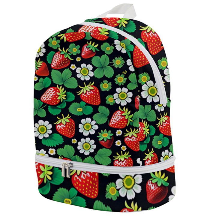 Strawberries Pattern Zip Bottom Backpack