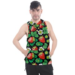 Strawberries Pattern Men s Sleeveless Hoodie by Salmanaz77