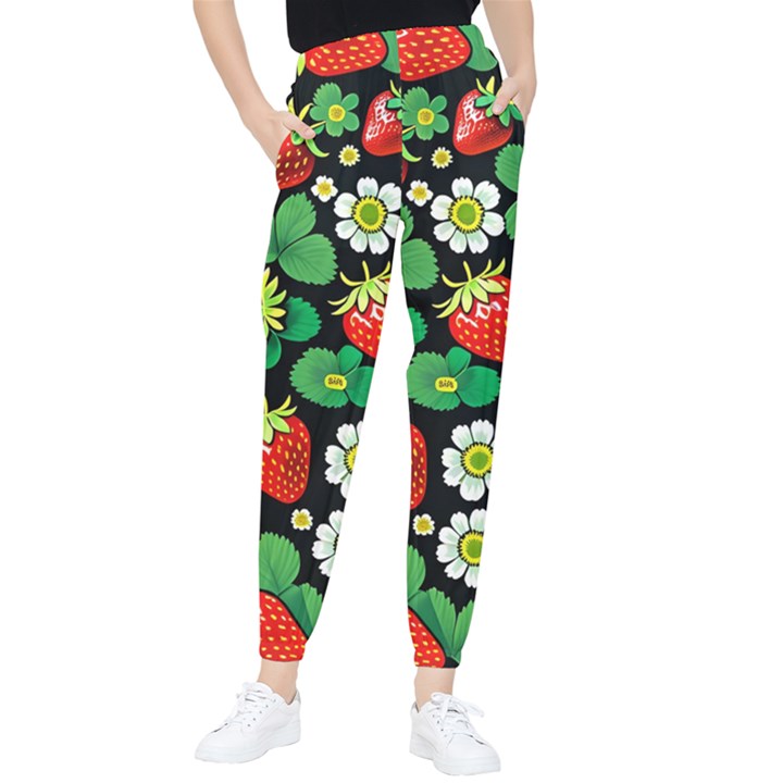 Strawberries Pattern Women s Tapered Pants