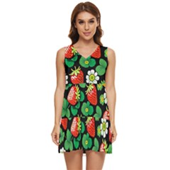 Strawberries Pattern Tiered Sleeveless Mini Dress by Salmanaz77