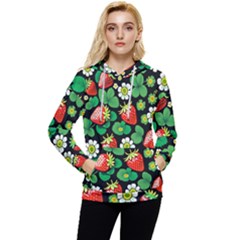 Strawberries Pattern Women s Lightweight Drawstring Hoodie