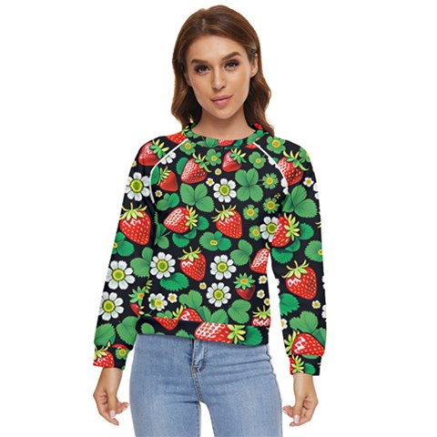 Strawberries Pattern Women s Long Sleeve Raglan T-shirt by Salmanaz77