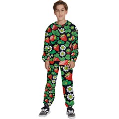 Strawberries Pattern Kids  Sweatshirt Set by Salmanaz77