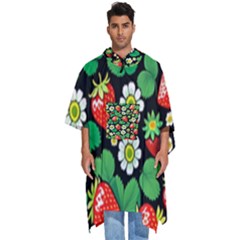 Strawberries Pattern Men s Hooded Rain Ponchos by Salmanaz77