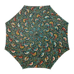 Birds Pattern Flowers Whimsical Golf Umbrellas by Salmanaz77