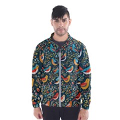 Birds Pattern Flowers Whimsical Men s Windbreaker