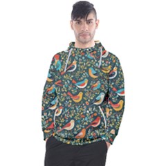 Birds Pattern Flowers Whimsical Men s Pullover Hoodie