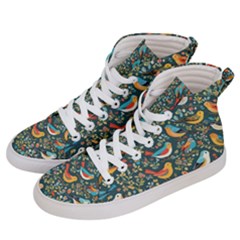 Birds Pattern Flowers Whimsical Men s Hi-top Skate Sneakers by Salmanaz77