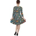 Birds Pattern Flowers Whimsical Quarter Sleeve Ruffle Waist Dress View2