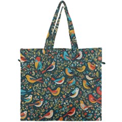 Birds Pattern Flowers Whimsical Canvas Travel Bag by Salmanaz77