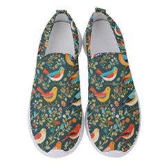 Birds Pattern Flowers Whimsical Women s Slip On Sneakers by Salmanaz77