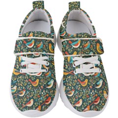 Birds Pattern Flowers Whimsical Kids  Velcro Strap Shoes by Salmanaz77