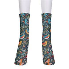 Birds Pattern Flowers Whimsical Crew Socks by Salmanaz77